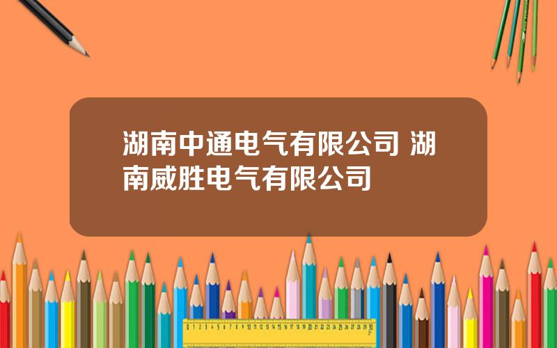 湖南中通电气有限公司 湖南威胜电气有限公司